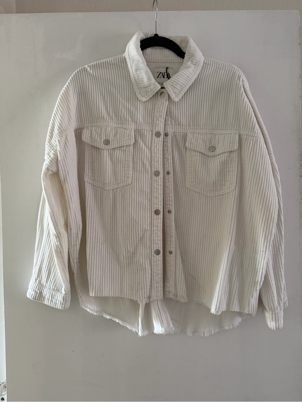 ZARA White Corduroy Button Jacket